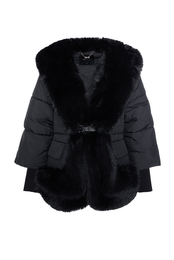 Puffer jacket with faux fur