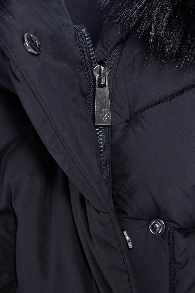 Longline puffer jacket with furry collar