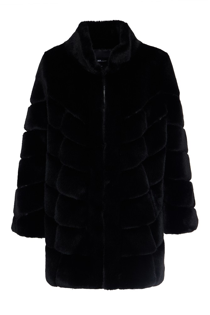 Longline faux fur with collar