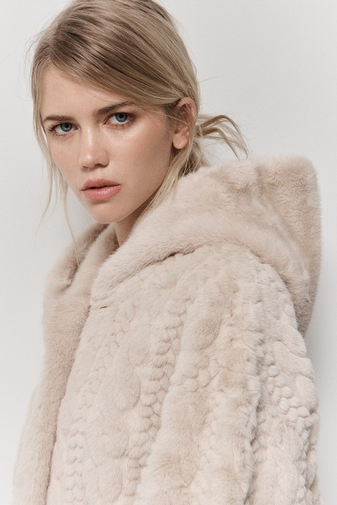 Longline faux fur hooded