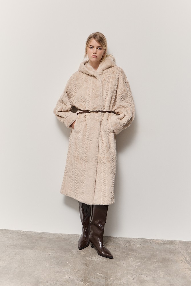 Longline faux fur hooded