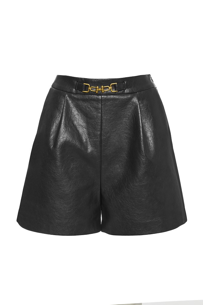 Leather look shorts with buckle
