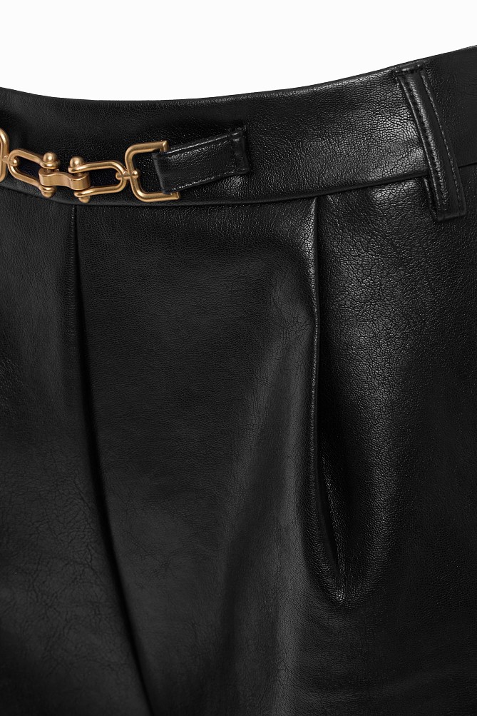 Leather look shorts with buckle