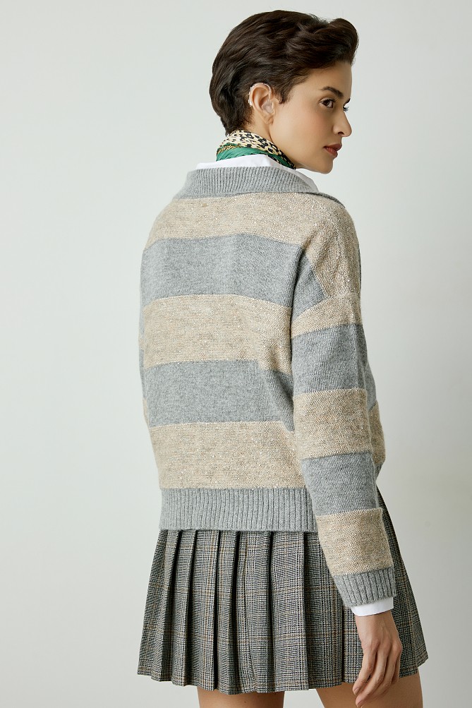 Ριγέ πουλόβερ με γιακά