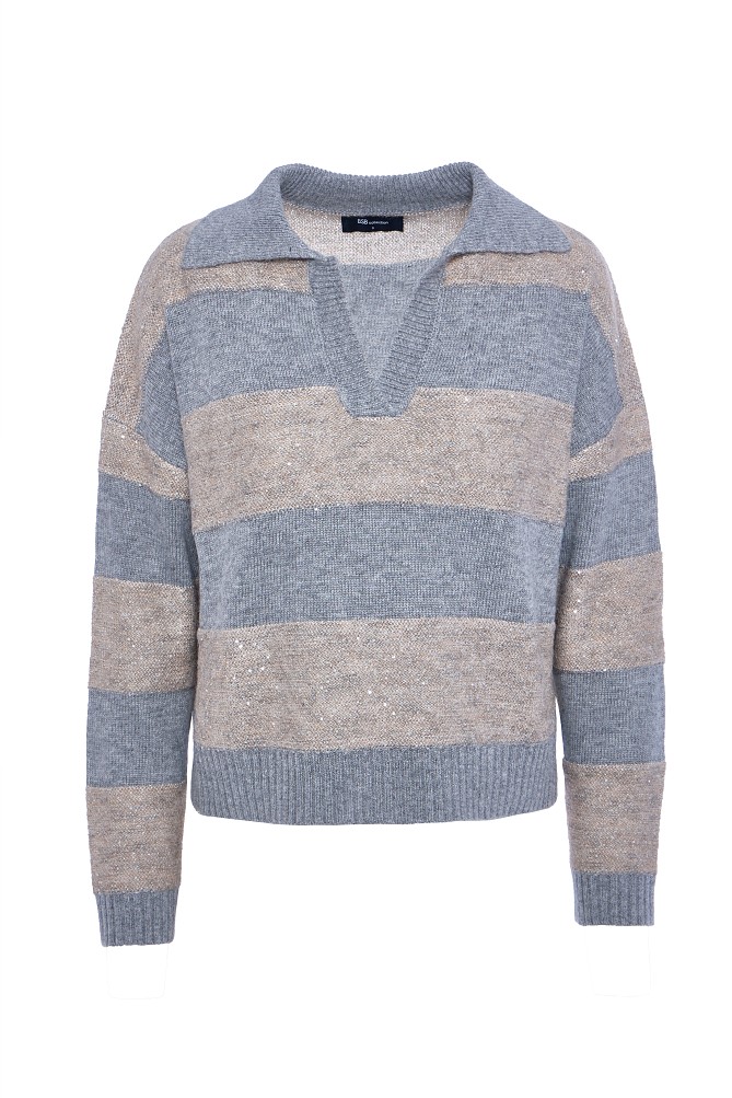 Ριγέ πουλόβερ με γιακά