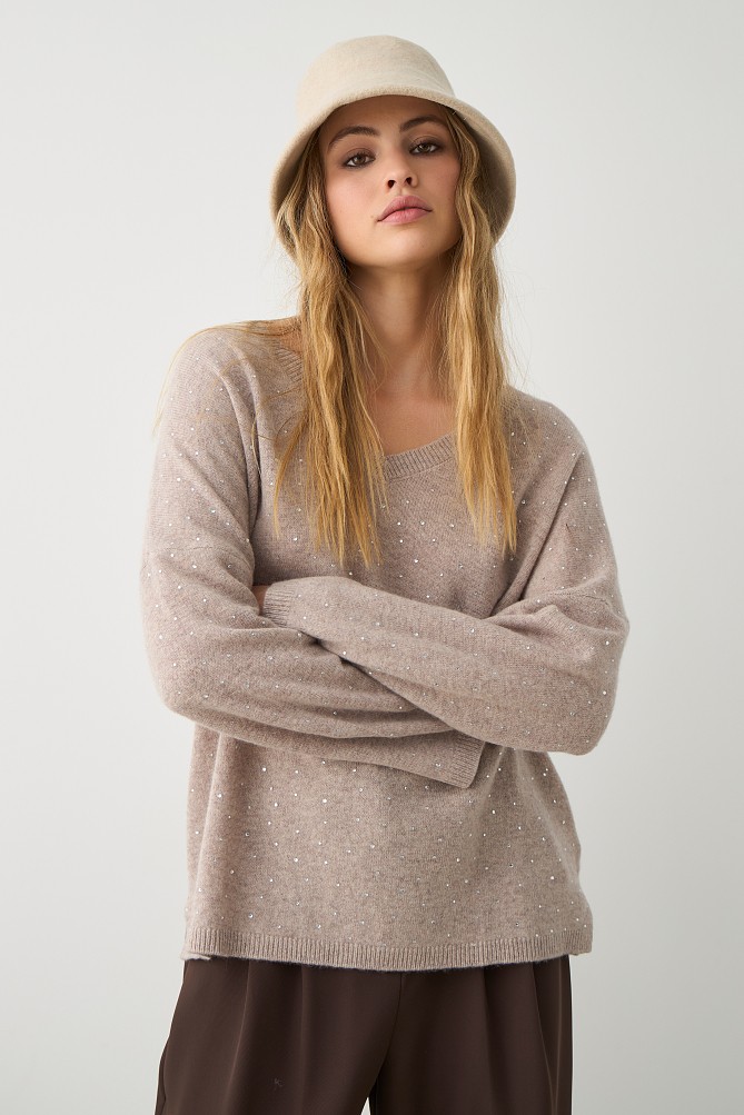 Μάλλινο πουλόβερ με στρας