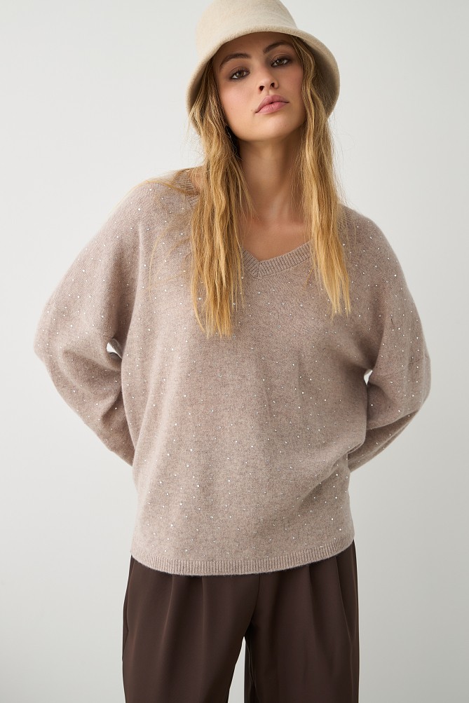 Μάλλινο πουλόβερ με στρας