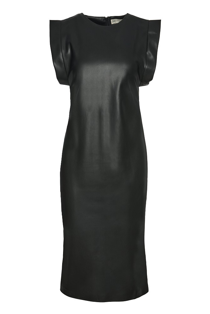 Midi sleeveless leather look dress