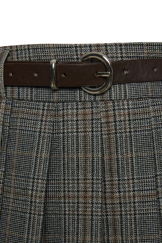 Μίνι καρό πλισέ φούστα