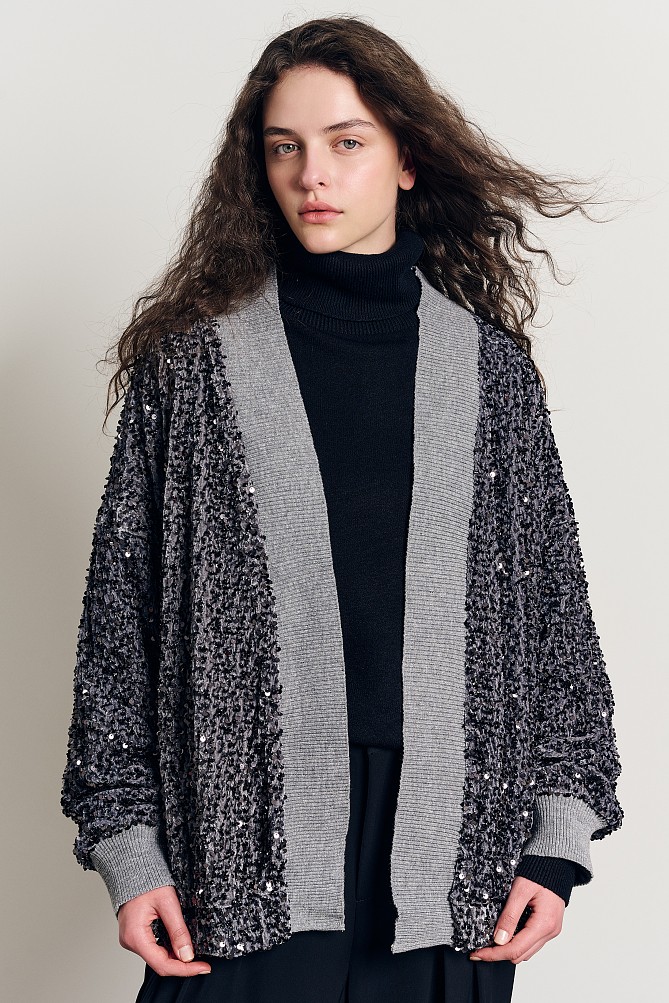 Velvet sequined cardigan