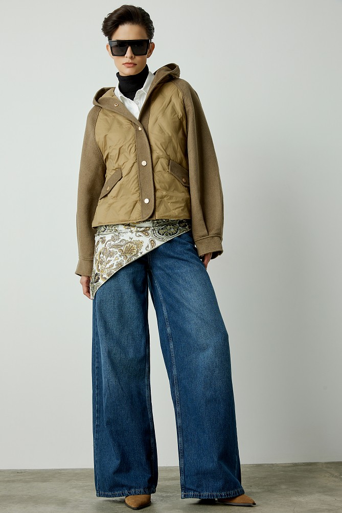 Μπουφάν με συνδυασμό υφασμάτων