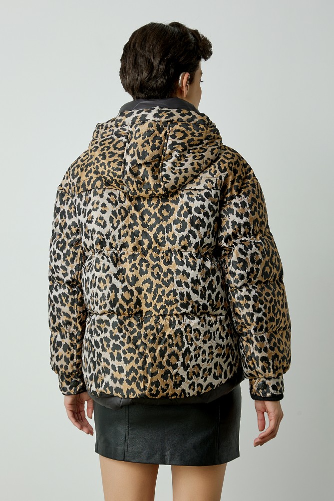 Animal print puffer jacket