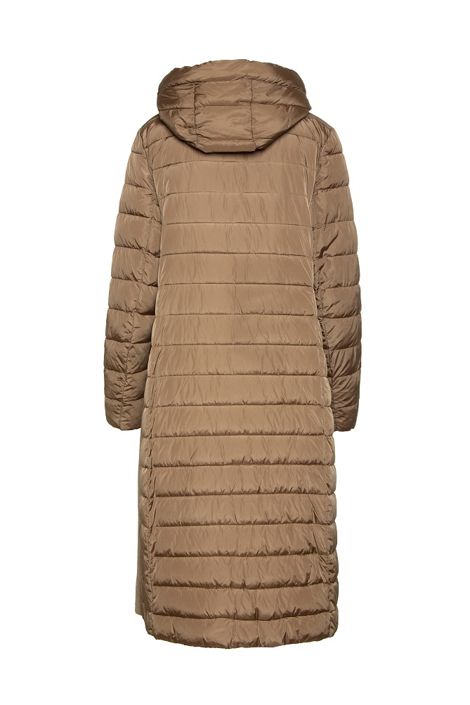 Μακρύ puffer μπουφάν με συνδυασμό υφάσματος