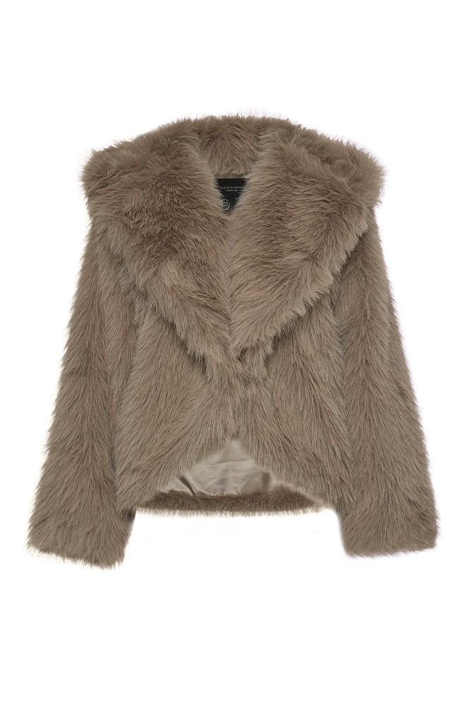 Shortline faux fur hooded coat