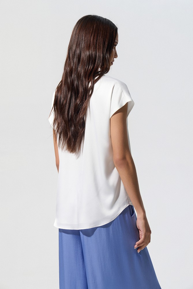 Σατέν V-neck μπλούζα