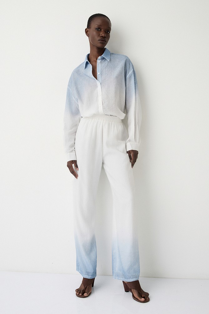 Degrade trousers with rhinestones