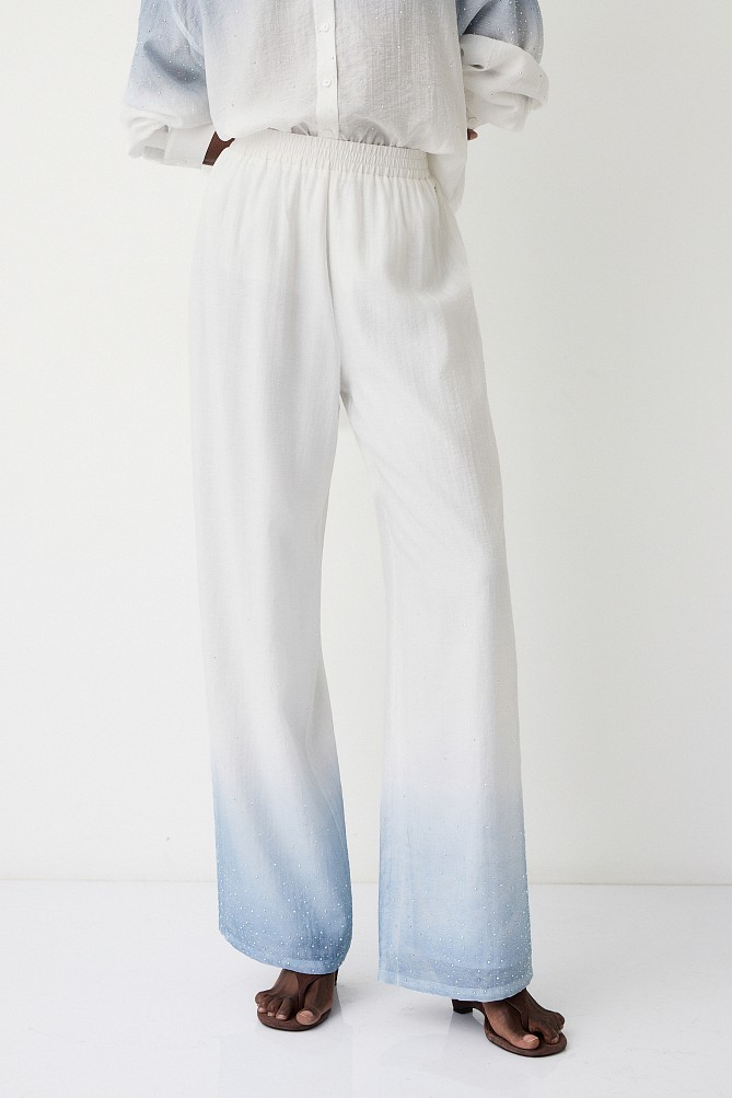 Degrade trousers with rhinestones