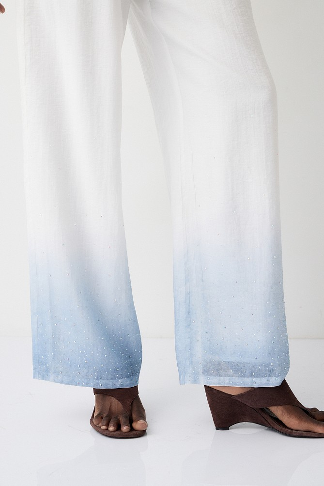 Degrade trousers with rhinestones
