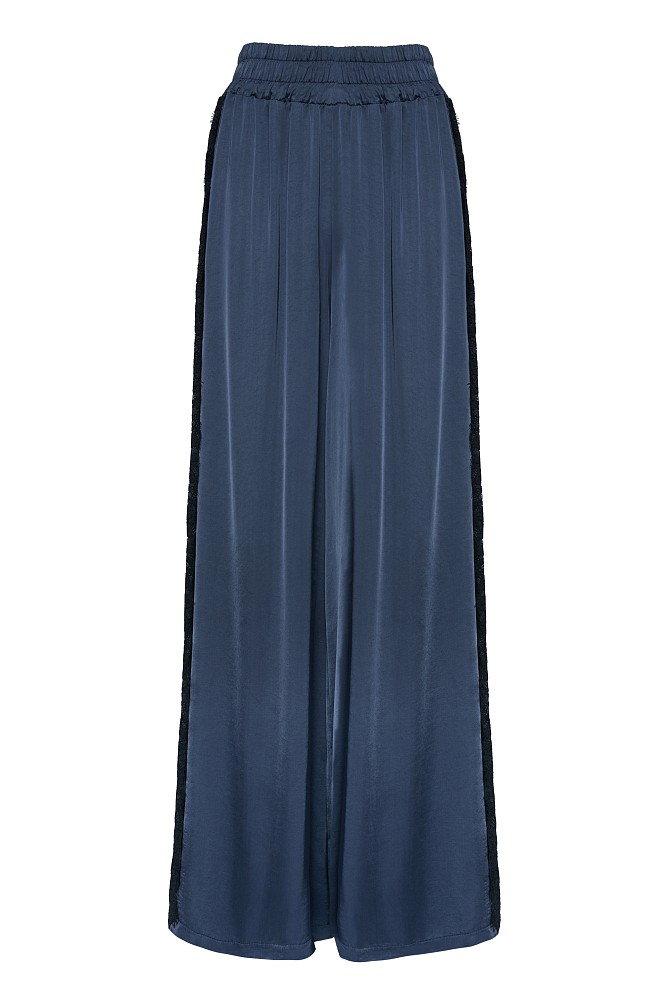 Satin pants with lace