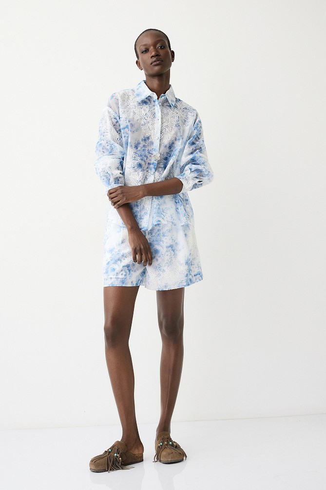 Embroidered floral shirt