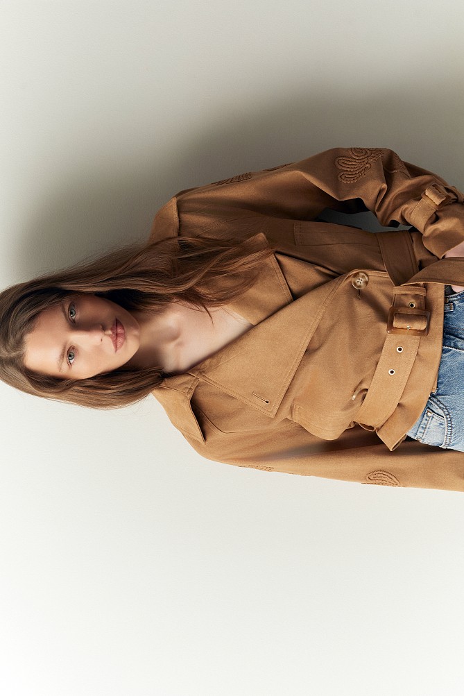 Suede embroidered jacket