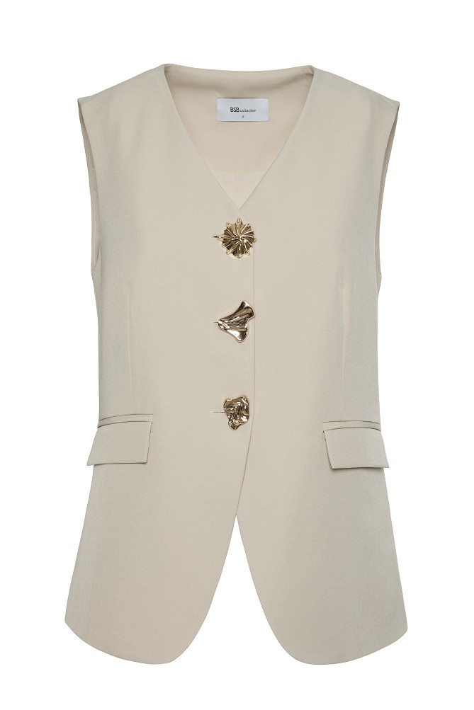 Longline vest with golden buttons