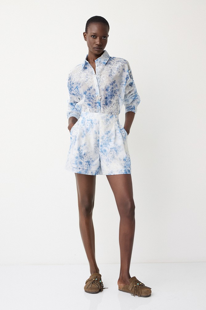 Embroidered floral shorts