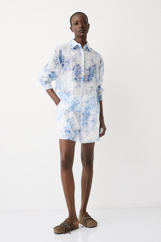 Embroidered floral shorts