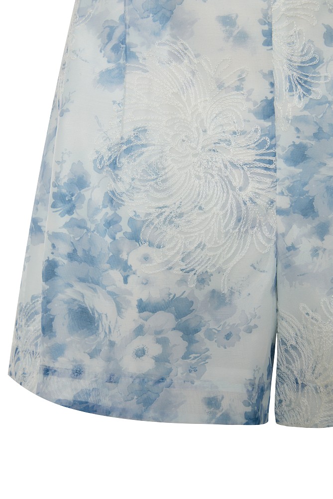 Embroidered floral shorts