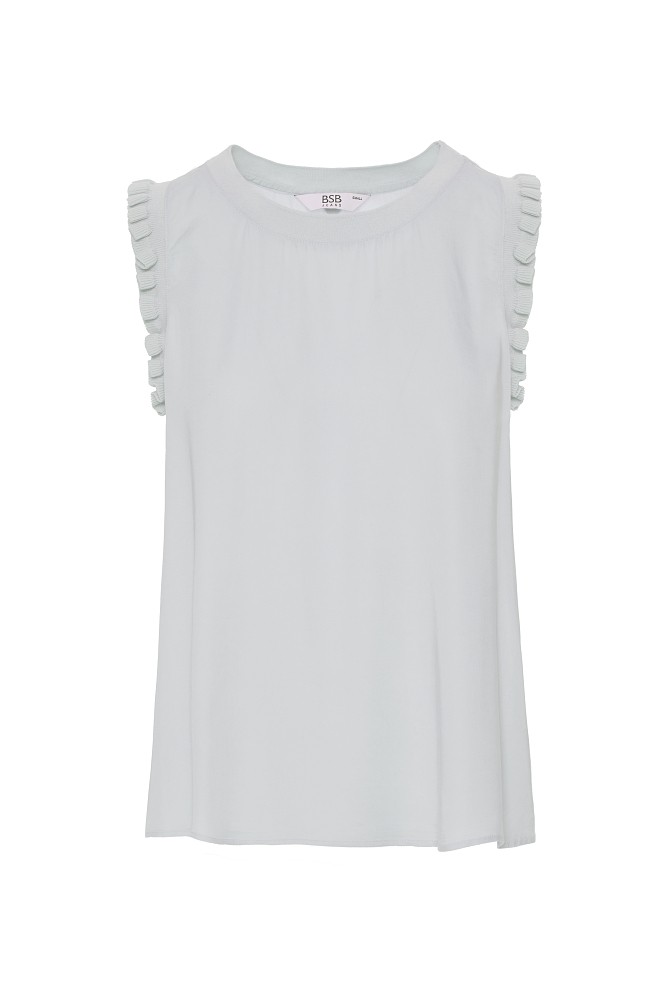 Sleeveless blouse with frill