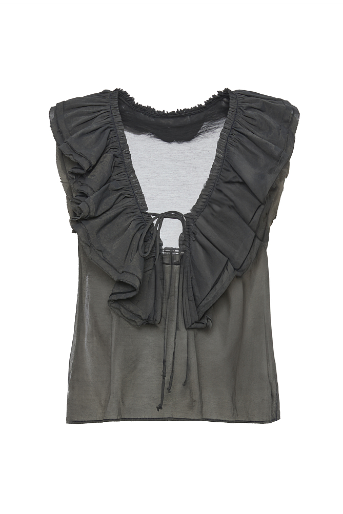Sleeveless blouse with ruffles