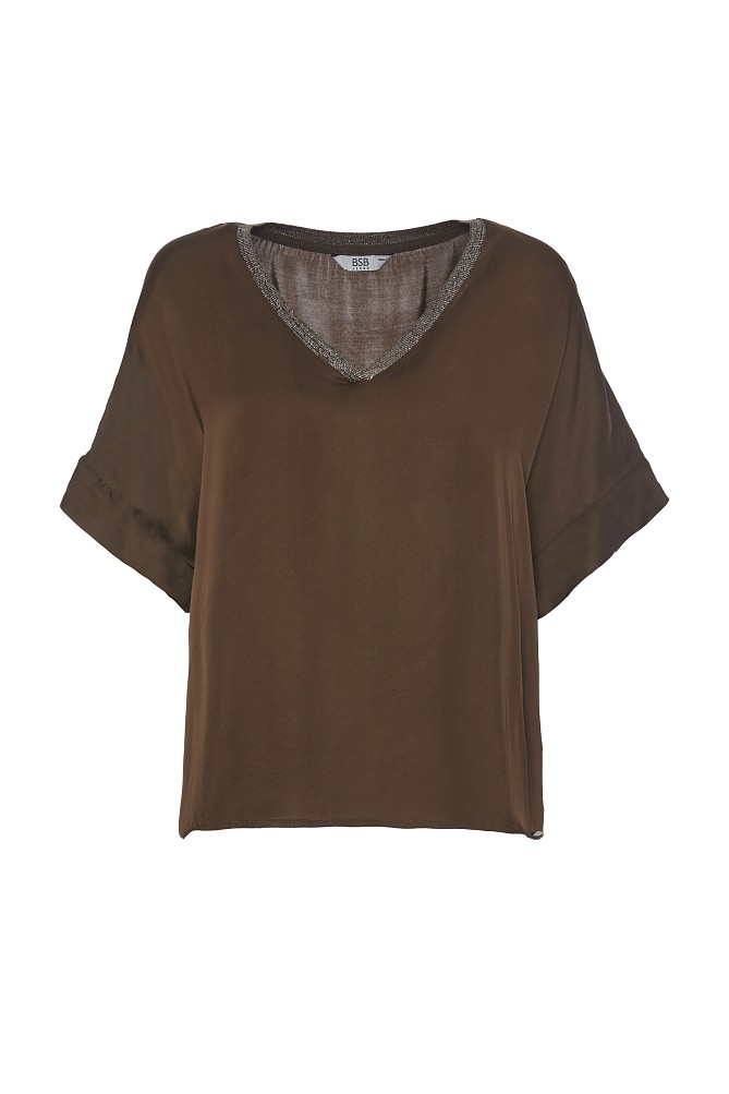 Blusa satinada cuello lurex