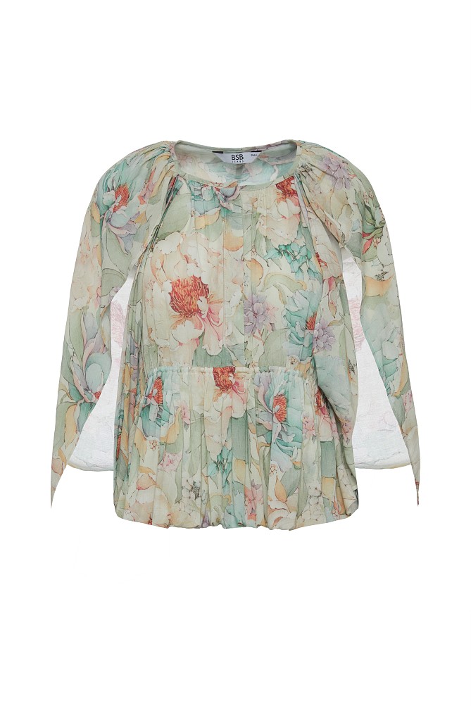 Bluză stil capă cu print floral