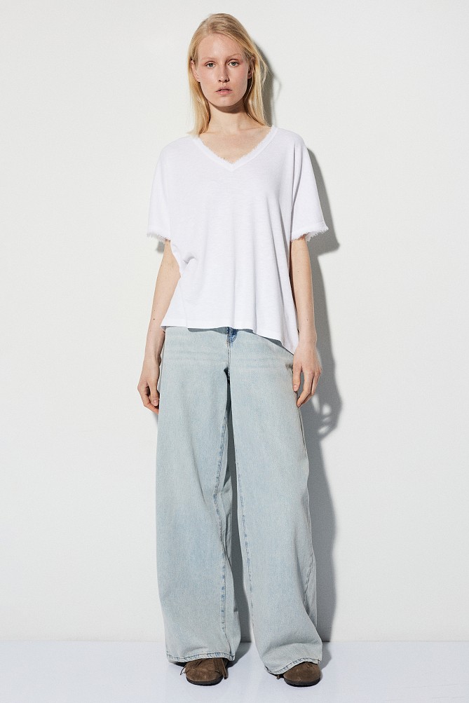 Top oversized cu decolteu în V