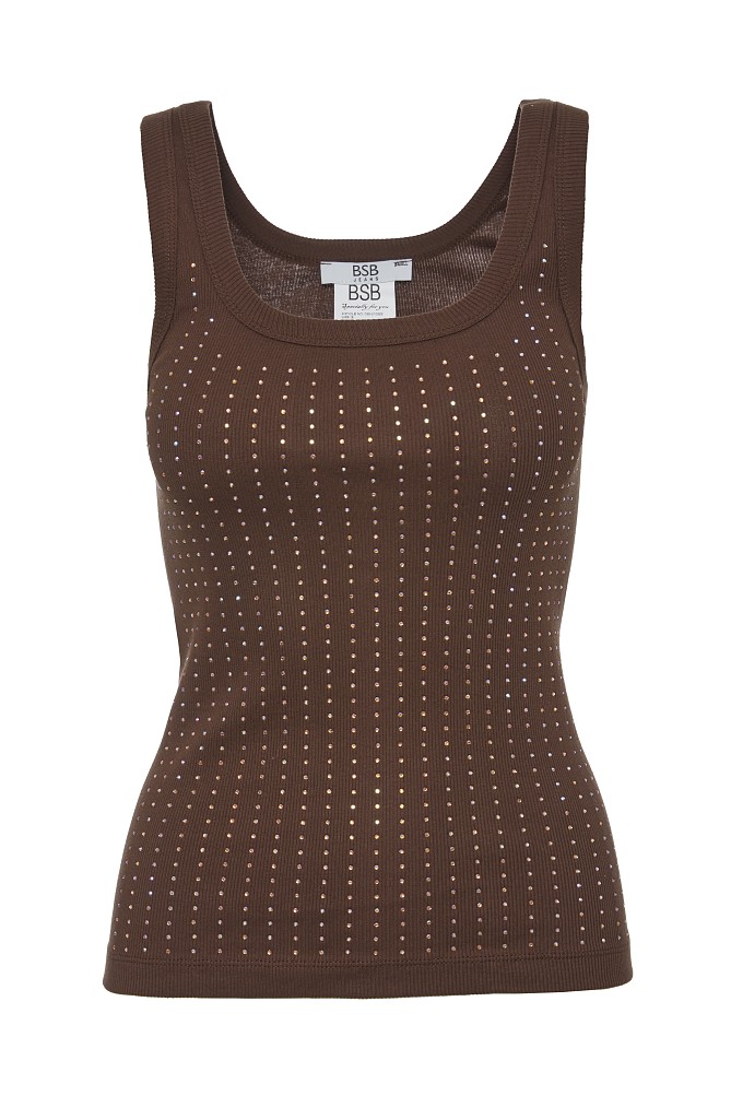 Basic rib top with rhinestones