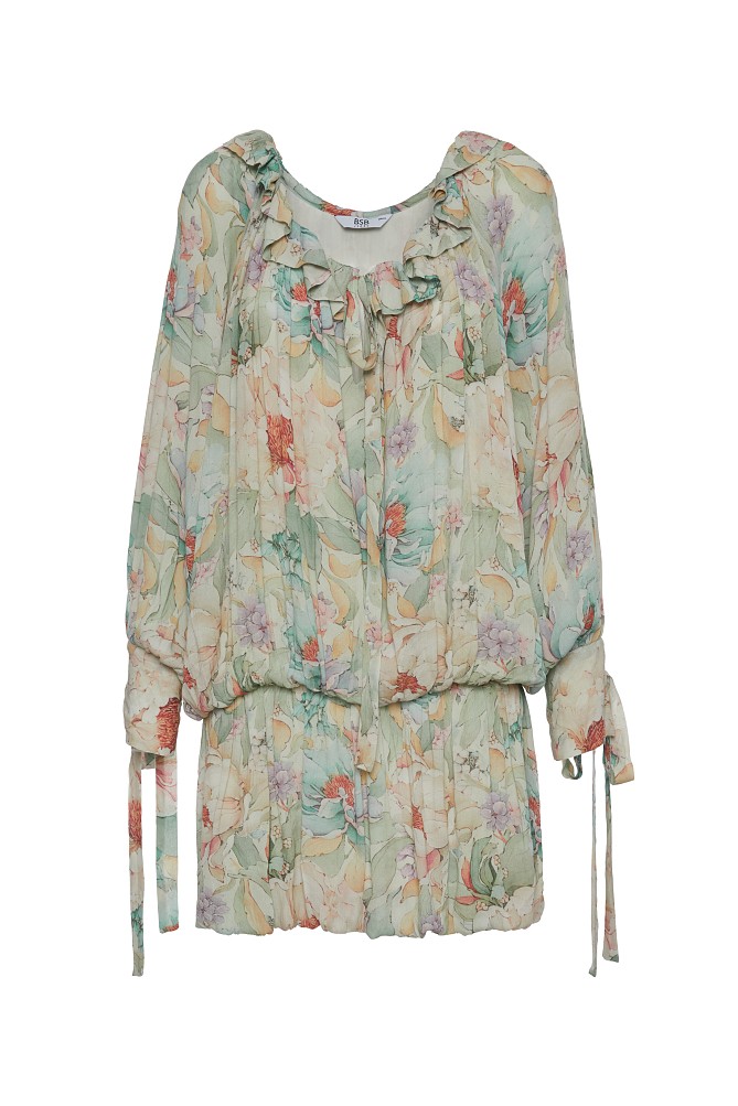 Vestido mini floral con volantes