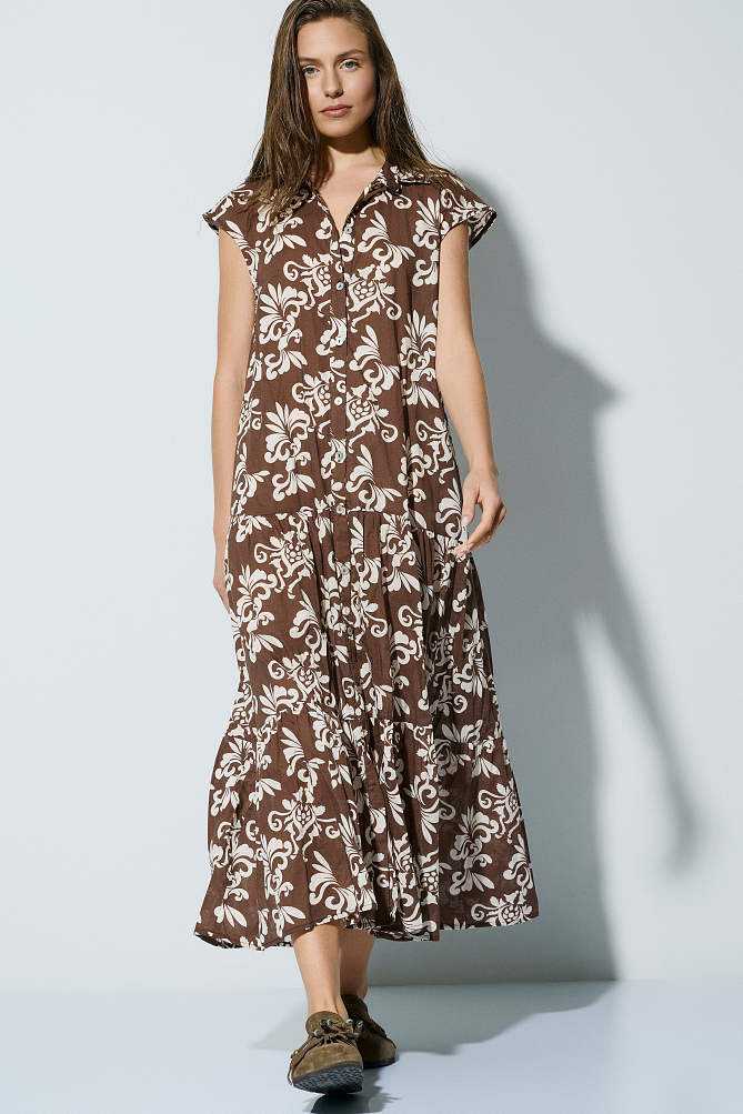 Midi printed chemise dress