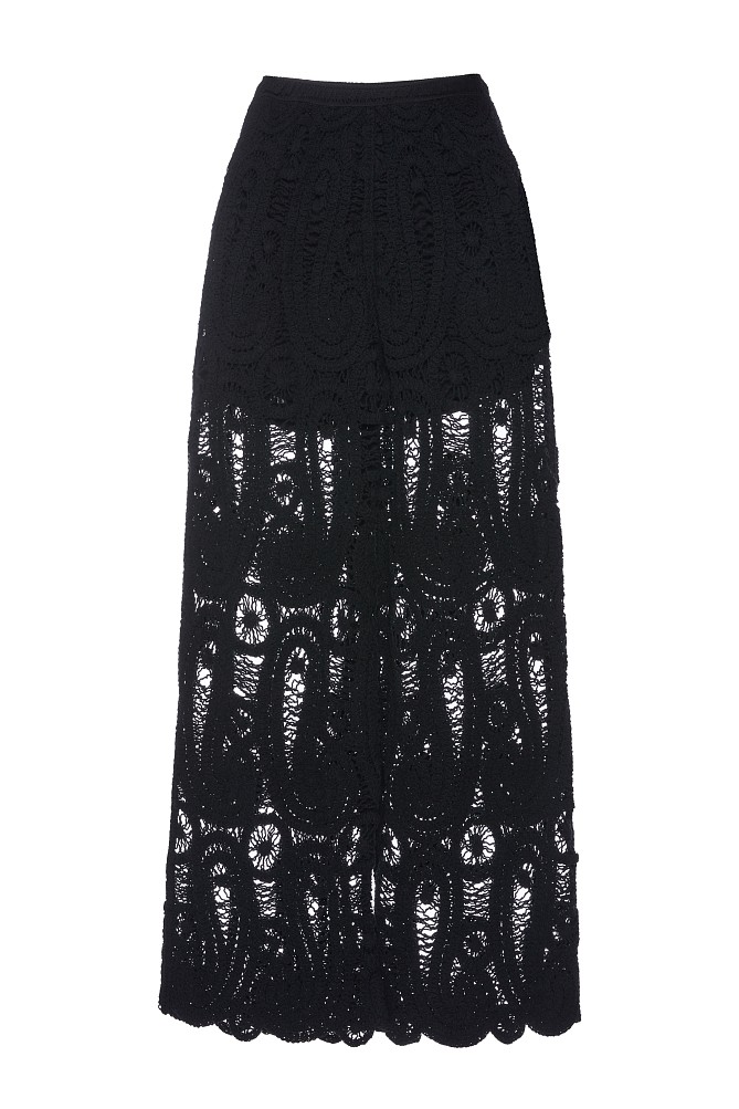 Knit pants with cutwork