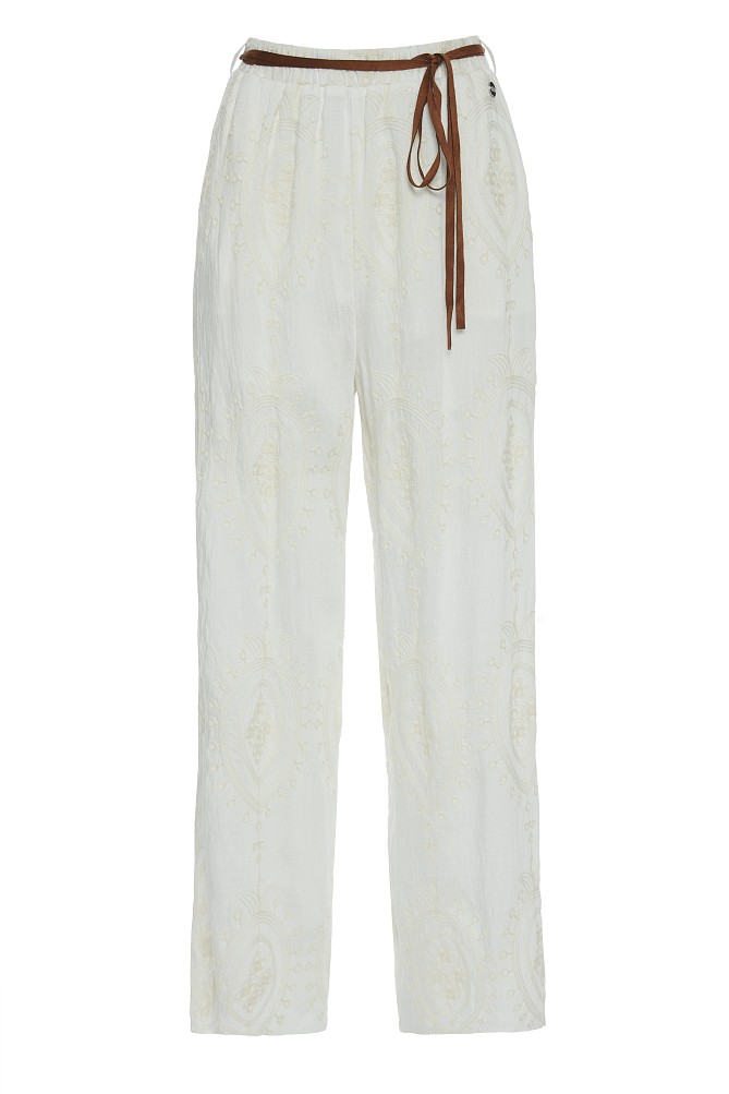 Pantalones de cintura alta con detalles bordados
