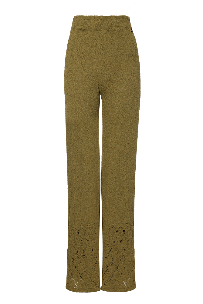 Knitted trousers with cut-work detailing