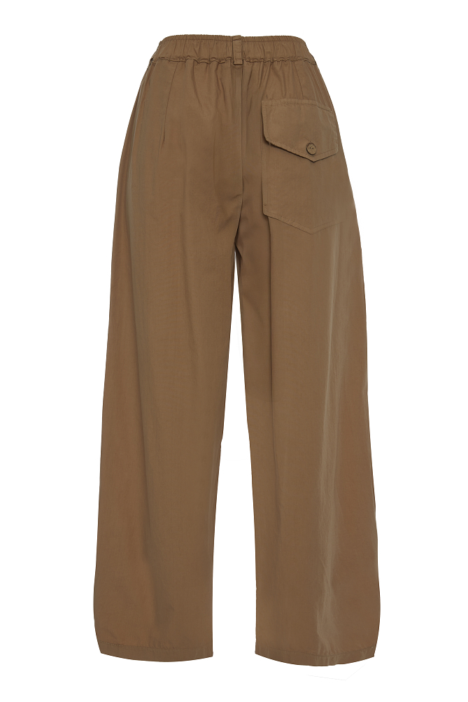 High-waisted poplin trousers