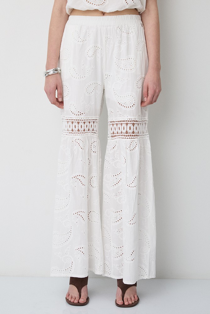 Ψηλόμεση broderie παντελόνα