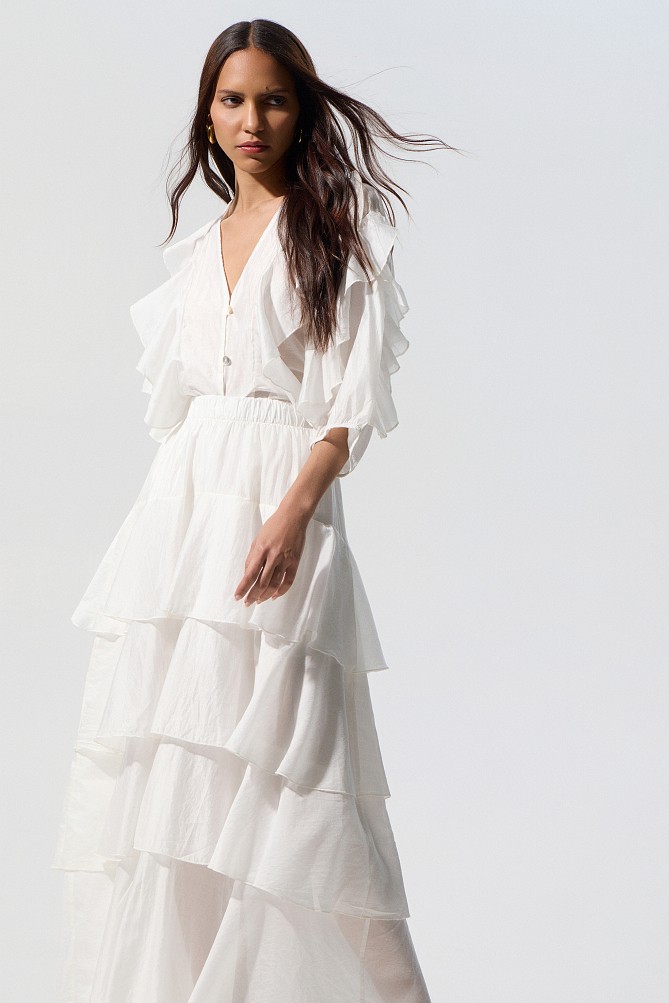 Midi skirt with ruffles