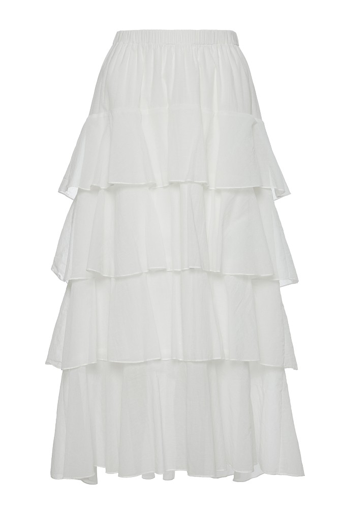 Midi skirt with ruffles