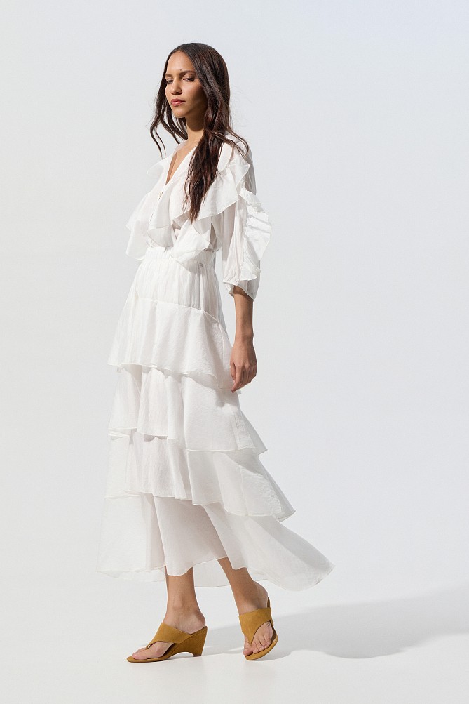 Midi skirt with ruffles