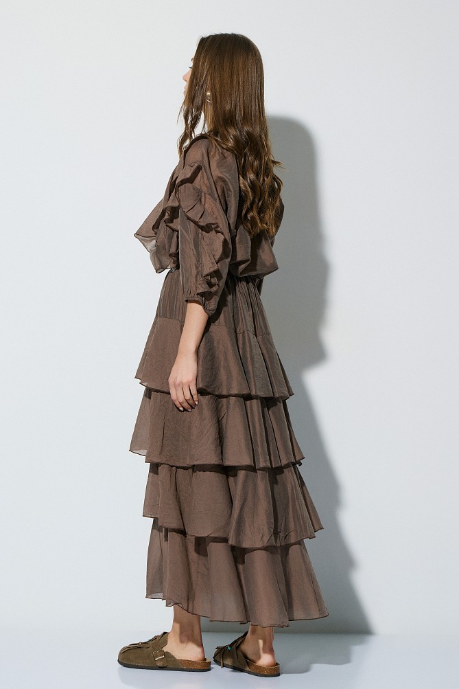 Midi skirt with ruffles