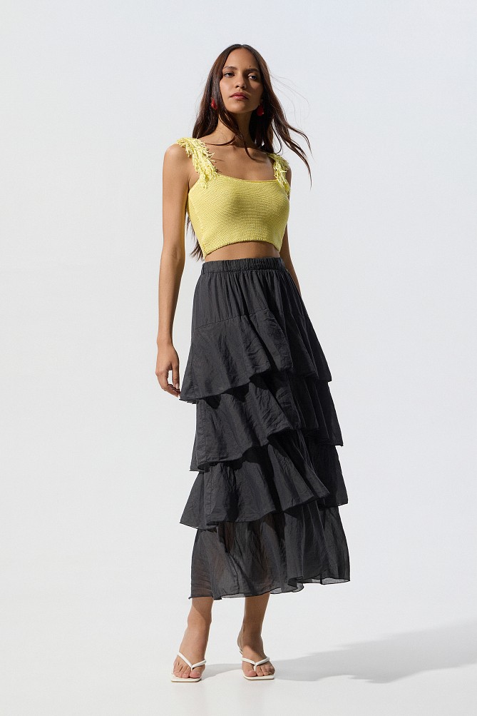 Crop top din tricot fără mâneci