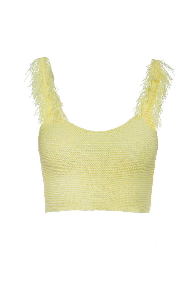 Crop top din tricot fără mâneci