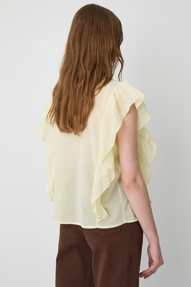 Short-sleeve tunic with ruffles