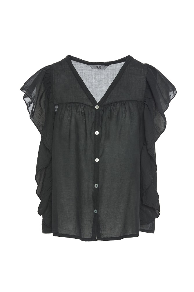 Short-sleeve tunic with ruffles
